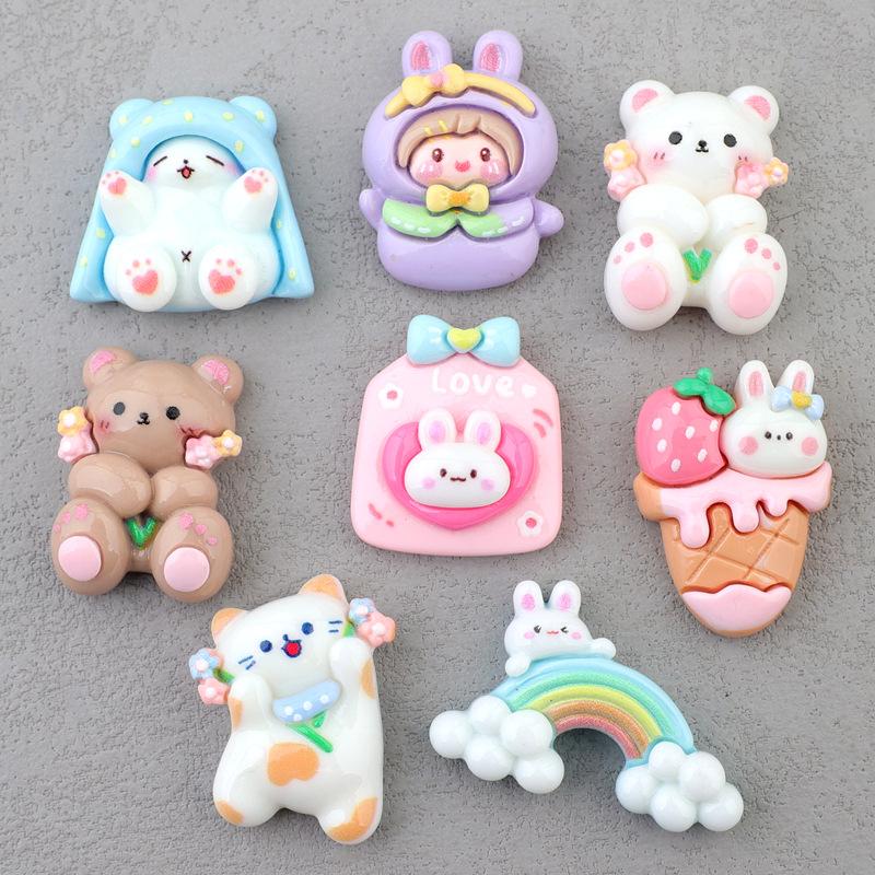 Resin Craft Supplies - 8Pcs Mini Cute Animal Resin Cabochons