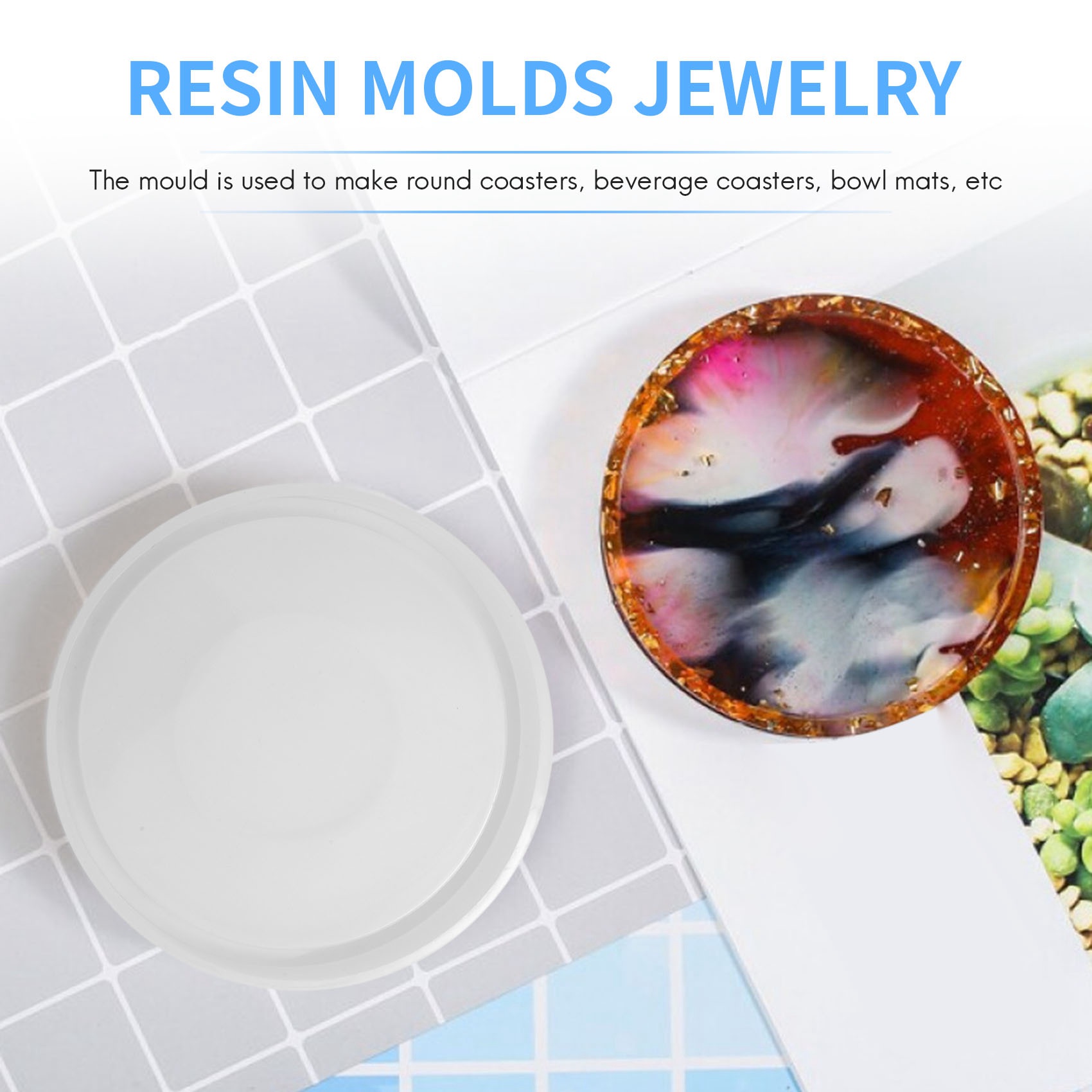 ABQR 4 Pack Big Diy Round Coas - Coaster Mold Round recension och pris